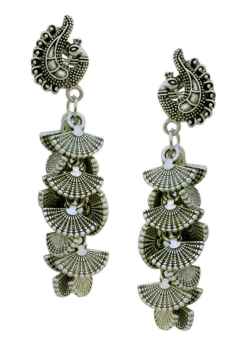 Small Fan Style Oxidised Earrings 15g